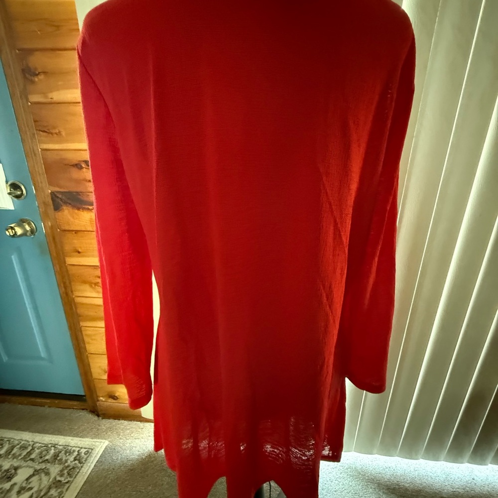 Red Ruffled Open Cardigan - Picture 3 of 6
